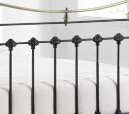 Victoria - Double Satin Black Metal Bed Frame - 4ft6 - Victorian Style - Opulent Brass Finials - Happy Beds - thumbnail 6