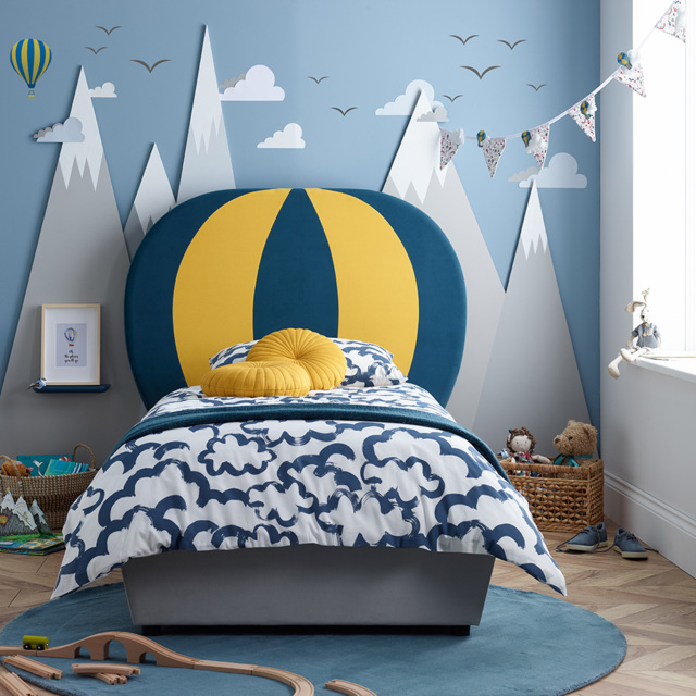 Balloon - Kids’ Bed - Blue and Yellow - Fabric - 3ft - Happy Beds - image 1