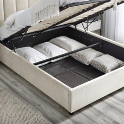 Taylor - King Size - Winged Ottoman Storage Bed - Off-White - Fabric - 5ft - thumbnail 5