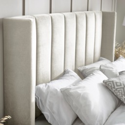 Taylor - King Size - Winged Ottoman Storage Bed - Off-White - Fabric - 5ft - thumbnail 4
