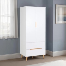 Alicia - 2 Door Combination Wardrobe - White/Oak - Wooden - Happy Beds - thumbnail 2