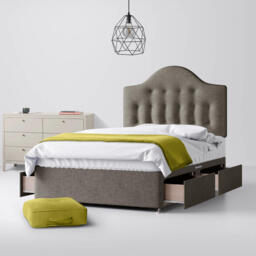 Single - Divan Bed and Victor Buttoned Headboard - Dark Grey - Fabric - 3ft - Happy Beds - thumbnail 3