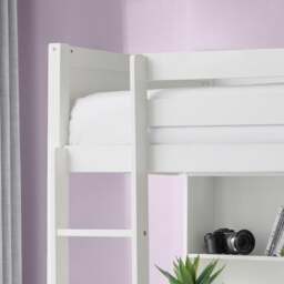 Titan - Single - Kids High Sleeper Bed - White - Wood - 3ft - Happy Beds - thumbnail 3