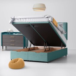 Small Single - Divan Bed and Cornell Buttoned Headboard - Duck Egg Blue - Fabric - 2ft6 - Happy Beds - thumbnail 4