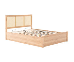 Croxley - Double - Ottoman Storage Bed Frame - Oak - Rattan Wood - 4ft6 - Happy Beds - thumbnail 7