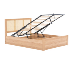 Croxley - Double - Ottoman Storage Bed Frame - Oak - Rattan Wood - 4ft6 - Happy Beds - thumbnail 6