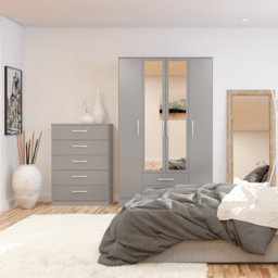 Lynx - 5 Drawer Chest - Grey - Wooden - Happy Beds - thumbnail 5