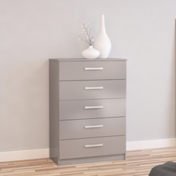 Lynx - 5 Drawer Chest - Grey - Wooden - Happy Beds - thumbnail 1