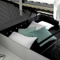 Sherlock - Super King Size - Side-Opening Ottoman Storage Electric TV Bed - Light Grey - Velvet - 6ft - Happy Beds - thumbnail 6