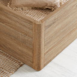 Olden – Double – Wooden Ottoman Storage Bed with Winged Headboard – Oak – Fabric/Wooden – 4ft6 - Happy Beds - thumbnail 8