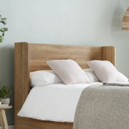 Olden – Double – Wooden Ottoman Storage Bed with Winged Headboard – Oak – Fabric/Wooden – 4ft6 - Happy Beds - thumbnail 4