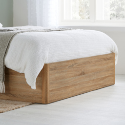 Olden – Double – Wooden Ottoman Storage Bed with Winged Headboard – Oak – Fabric/Wooden – 4ft6 - Happy Beds - thumbnail 6