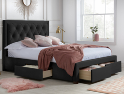 Woodbury - Super King Size - 4 Drawer Storage Bed - Black - Velvet - 6ft - Happy Beds - thumbnail 3