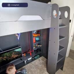 Galaxy - Single - Gaming High Sleeper Bed - Grey - Wood - 3ft - Happy Beds - thumbnail 4
