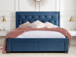 Woodbury - Double - 4 Drawer Storage Bed - Blue - Velvet - 4ft6 - Happy Beds - thumbnail 3