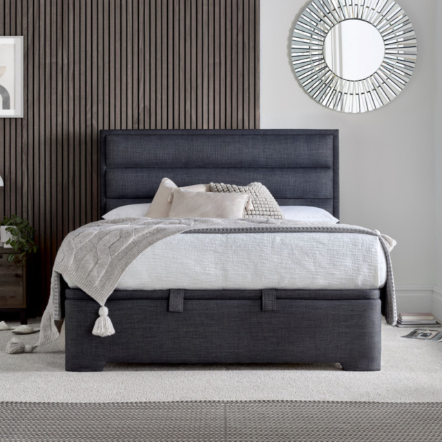 Kirkby - Super King Size - Fabric Ottoman Storage Bed - Slate Grey - Fabric - 6ft - Happy Beds