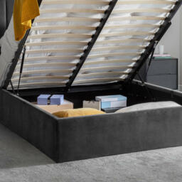 Langham - Super King Size - Ottoman Storage Bed - Grey - Velvet - 6ft - Happy Beds - thumbnail 5