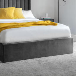 Langham - Super King Size - Ottoman Storage Bed - Grey - Velvet - 6ft - Happy Beds - thumbnail 4
