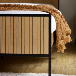 Sia - King Size - Low Foot End Bed - Oak/Black - Wooden/Metal - 5ft - thumbnail 6