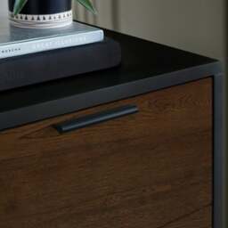 Alba – 2-Drawer Bedside Table – Walnut and Black – Lacquered MDF - Happy Beds - thumbnail 3