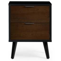 Alba – 2-Drawer Bedside Table – Walnut and Black – Lacquered MDF - Happy Beds - thumbnail 2