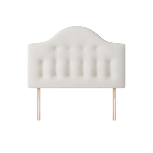 Victor - Single - Buttoned Headboard - White - Fabric - 3ft - Happy Beds - image 1