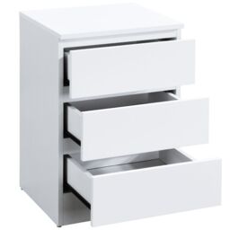 Oslo - 3 Drawer Bedside Table - White - Wooden - Happy Beds - thumbnail 4