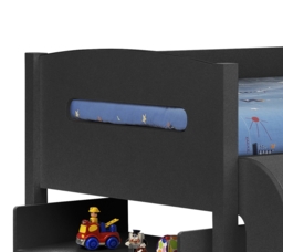 Kimbo - Single - Kids Cabin Bed Frame - Dark Grey - Anthracite - Drawers and Desk - 3ft - Happy Beds - thumbnail 3