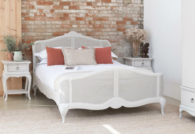 Etienne - King Size - Rattan French Bed - Grey - Wooden - 5ft - Willis & Gambier - Happy Beds