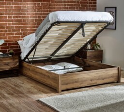 Westbrook – King Size – Platform Ottoman Storage Bed – Rustic– Wooden – 5ft - Happy Beds - thumbnail 2