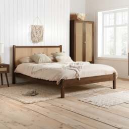 Croxley - King Size - Bed Frame - Walnut - Rattan Wood - 5ft - Happy Beds