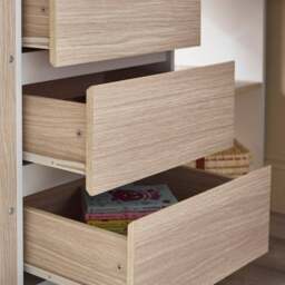Ocean - Single – Storage High Sleeper with Drawers, Shelves, Desk and Wardrobe – Pale Wood/White - Wooden - 3ft - thumbnail 6