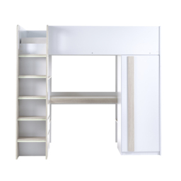 Ocean - Single – Storage High Sleeper with Drawers, Shelves, Desk and Wardrobe – Pale Wood/White - Wooden - 3ft - thumbnail 7