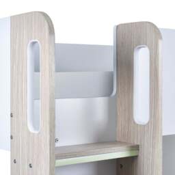 Ocean - Single – Storage High Sleeper with Drawers, Shelves, Desk and Wardrobe – Pale Wood/White - Wooden - 3ft - thumbnail 8