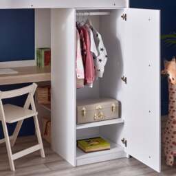 Ocean - Single – Storage High Sleeper with Drawers, Shelves, Desk and Wardrobe – Pale Wood/White - Wooden - 3ft - thumbnail 4
