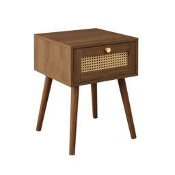 Croxley - 1 Drawer Bedside Table - Walnut - Rattan - Wooden - Happy Beds - thumbnail 6