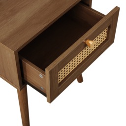 Croxley - 1 Drawer Bedside Table - Walnut - Rattan - Wooden - Happy Beds - thumbnail 5