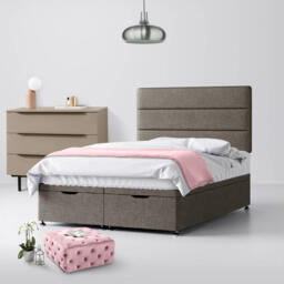 Single - Divan Bed and Cornell Lined Headboard - Grey - Fabric - 3ft - Happy Beds - thumbnail 4