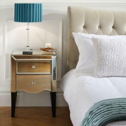 Palermo - Mirrored 2 Drawer Bedside Table - Mirror/Black - Mirror/Wooden - Happy Beds - thumbnail 4