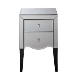 Palermo - Mirrored 2 Drawer Bedside Table - Mirror/Black - Mirror/Wooden - Happy Beds - thumbnail 2