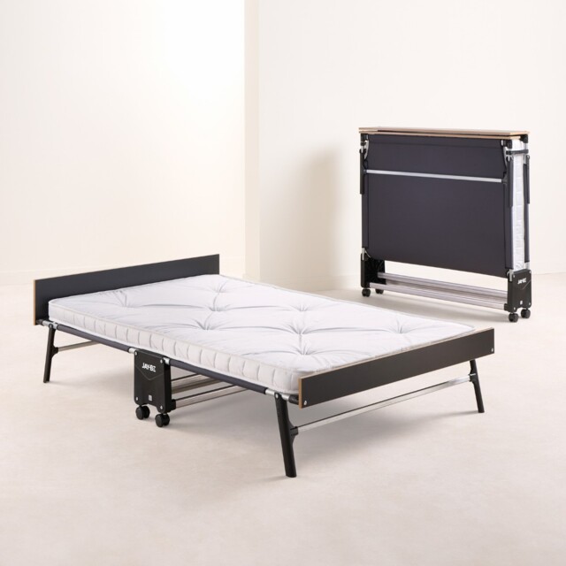 Jay-Be – Single - Grand Folding Bed with e-Pocket Mattress – White/Black – Metal/Fabric – 3ft - image 1