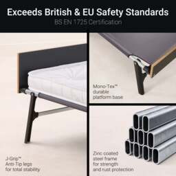 Jay-Be – Single - Grand Folding Bed with e-Pocket Mattress – White/Black – Metal/Fabric – 3ft - thumbnail 5