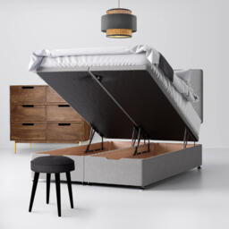 Super King Size - Divan Bed and Cornell Plain Headboard - Light Grey - Fabric - 6ft - Happy Beds - thumbnail 4