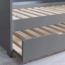 Tyler - Single Day Bed - Guest Bed with Underbed Trundle - Grey - Wooden - 3ft - Happy Beds - thumbnail 8