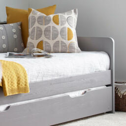 Tyler - Single Day Bed - Guest Bed with Underbed Trundle - Grey - Wooden - 3ft - Happy Beds - thumbnail 6