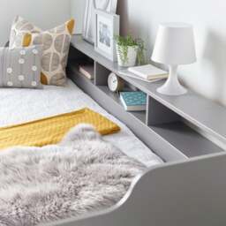 Tyler - Single Day Bed - Guest Bed with Underbed Trundle - Grey - Wooden - 3ft - Happy Beds - thumbnail 4