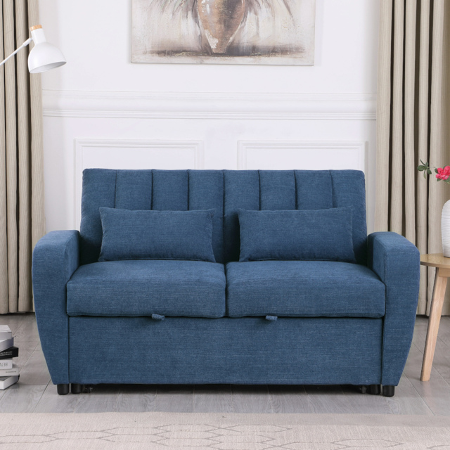 Gibson - Two-Seater Sofa Bed - Blue - Fabric - Two Seater - Make It Homely - image 1