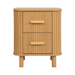 Axel - 2 Drawer Fluted Bedside Table - Oak - Wooden - Happy Beds - thumbnail 7