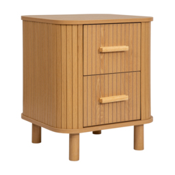 Axel - 2 Drawer Fluted Bedside Table - Oak - Wooden - Happy Beds - thumbnail 5