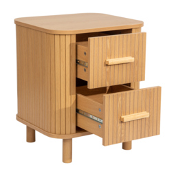 Axel - 2 Drawer Fluted Bedside Table - Oak - Wooden - Happy Beds - thumbnail 6